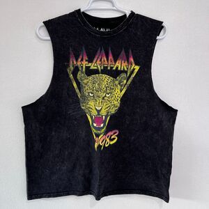 Vintage‎ Def Leppard Musell Shirt XL 1983 Yellow&Pink Print